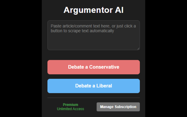 Argumentor AI Main Interface
